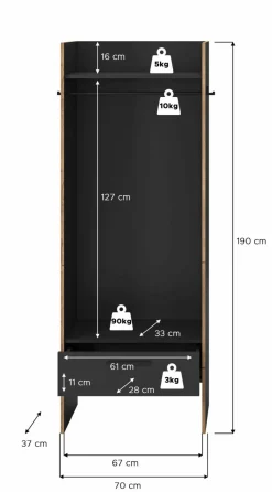 Armoire de penderie BUENO-Xonox Outlet