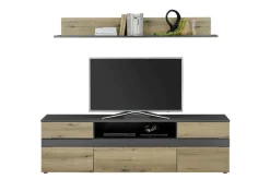 Banc TV avec étagère murale CORK