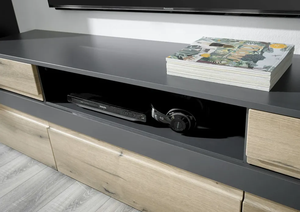 Banc TV avec étagère murale CORK