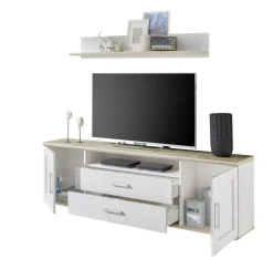 Banc TV avec étagère murale BIEL