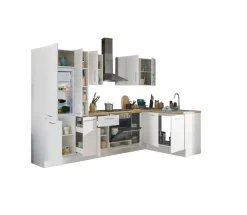 Bloc cuisine avec électroménager CORNWALL (cuisine d'angle-réfrigérateur-armoire coulissante) I-Bega BBK Sale