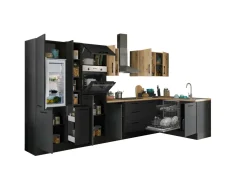 Bloc cuisine avec électroménager CORNWALL (cuisine d'angle-four-lave-vaisselle-réfrigérateur-armoire coulissante) III