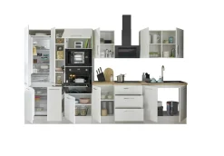 Bloc cuisine avec électroménager CORNWALL (bloc cuisine-four-réfrigérateur-micro-ondes-armoire coulissante) II