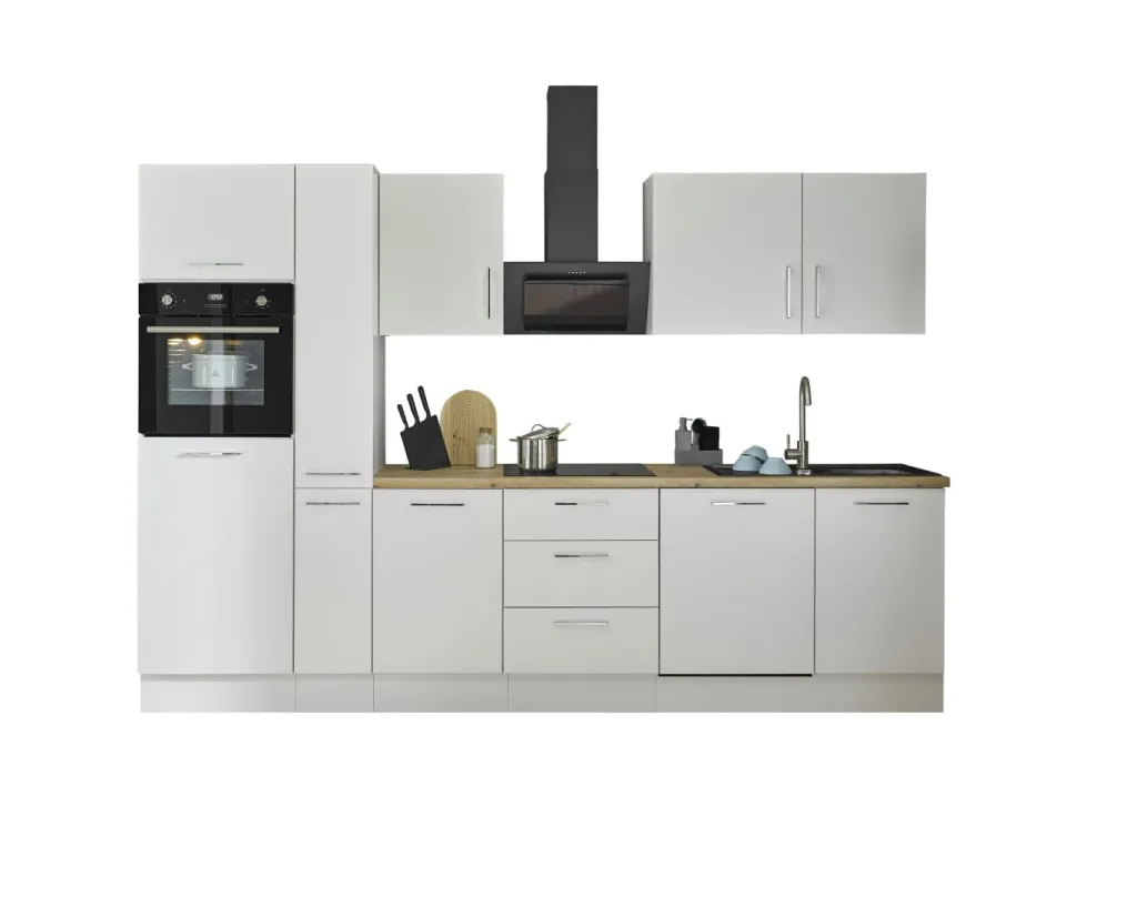 Bloc cuisine avec électroménager CORNWALL (bloc cuisine-four-lave-vaisselle-réfrigérateur-armoire coulissantes) II-Bega BBK Hot