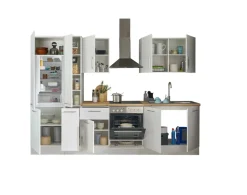 Bloc cuisine avec électroménager CORNWALL (bloc cuisine-réfrigérateur-armoire coulissante) I