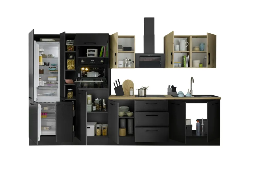 Bloc cuisine avec électroménager CORNWALL (bloc cuisine-four-réfrigérateur-armoire coulissante) VIII-Bega BBK