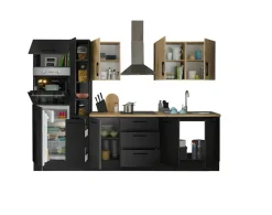 Bloc cuisine avec électroménager CORNWALL (bloc cuisine-four-réfrigérateur-armoire coulissante) V