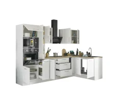 Bloc cuisine avec électroménager CORNWALL (cuisine d'angle-four-micro-ondes-armoire coulissante) II