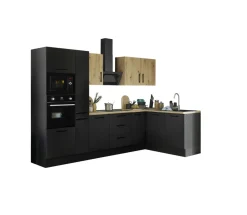 Bloc cuisine avec électroménager CORNWALL (cuisine d'angle-four-micro-ondes-armoire coulissante) IV