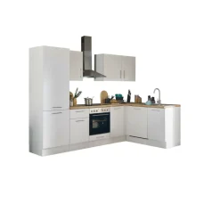 Bloc cuisine avec électroménager CORNWALL (cuisine d'angle-lave-vaisselle-réfrigérateur) I