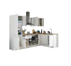 Bloc cuisine avec électroménager CORNWALL (cuisine d'angle-lave-vaisselle-réfrigérateur) I