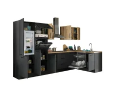 Bloc cuisine avec électroménager CORNWALL (bloc cuisine-four-lave-vaisselle-réfrigérateur) XI-Bega BBK Clearance