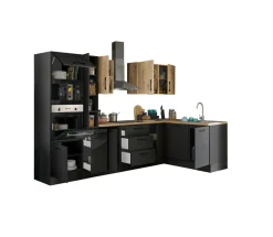 Bloc cuisine avec électroménager CORNWALL (cuisine d'angle-four-lave-vaisselle-micro-ondes) VII-Bega BBK Clearance