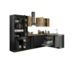 Bloc cuisine avec électroménager CORNWALL (cuisine d'angle-four-lave-vaisselle-micro-ondes) VII-Bega BBK Clearance