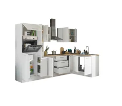 Bloc cuisine avec électroménager CORNWALL (cuisine d'angle-four-réfrigérateur-armoire coulissante) I-Bega BBK Sale