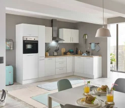 Bloc cuisine avec électroménager CORNWALL (cuisine d'angle-four-réfrigérateur-armoire coulissante) I-Bega BBK Sale