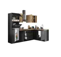 Bloc cuisine avec électroménager CORNWALL (cuisine d'angle-four-réfrigérateur) V-Bega BBK