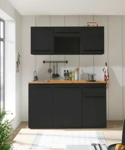 Bloc cuisine avec électroménager JAZZ SINGLE Z 160 BLACK EE