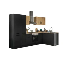 Bloc cuisine avec électroménager CORNWALL (cuisine d'angle-réfrigérateur-armoire coulissante) III-Bega BBK Discount