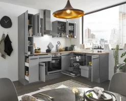 Bloc cuisine avec électroménager MANCHESTER (angle-armoire coulissante) I-Bega BBK Discount