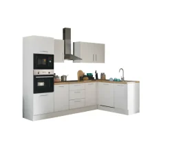 Bloc cuisine avec électroménager CORNWALL (cuisine d'angle-four-lave-vaisselle-micro-ondes) I