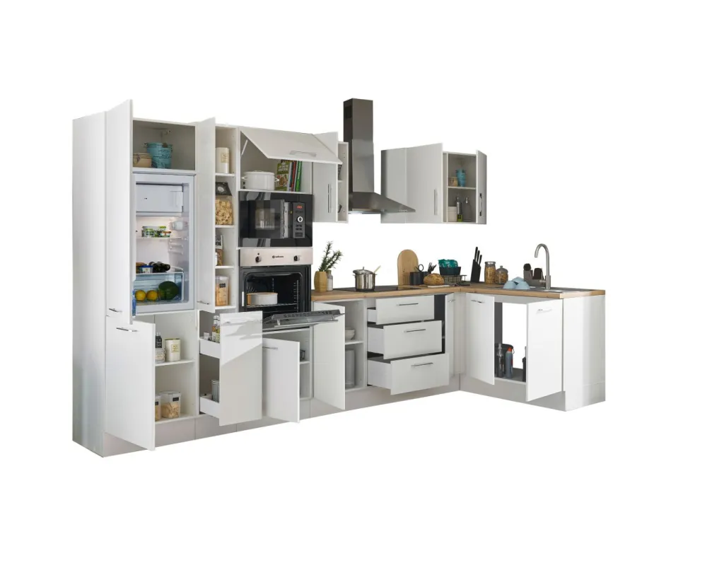 Bloc cuisine avec électroménager CORNWALL (bloc cuisine-four-réfrigérateur-micro-ondes-armoire coulissante) I-Bega BBK New