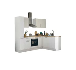 Bloc cuisine avec électroménager CORNWALL (cuisine d'angle-armoire coulissante) I-Bega BBK Discount