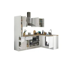 Bloc cuisine avec électroménager CORNWALL (cuisine d'angle-armoire coulissante) I-Bega BBK Discount