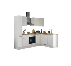 Bloc cuisine avec électroménager CORNWALL (cuisine d'angle-armoire coulissante-lave-vaisselle) I-Bega BBK Outlet