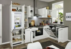 Bloc cuisine avec électroménager JAZZ 8 (cuisine d'angle-réfrigérateur-armoire coulissante) I