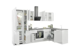 Bloc cuisine avec électroménager HASTINGS (cuisine d'angle-frigo-armoire coulissante) I-Bega BBK Best