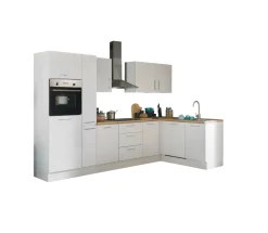 Bloc cuisine avec électroménager CORNWALL (cuisine d'angle-four-lave-vaisselle-réfrigérateur) III-Bega BBK New