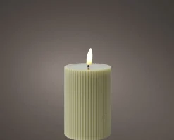 Bougie LED en cire véritable aspect rainuré STRIPE-Kaemingk Discount