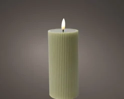 Bougie LED en cire véritable aspect rainuré STRIPE-Kaemingk Outlet