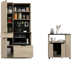 Buffet de cuisine avec desserte à roulettes PORTLAND 1-Parisot Outlet