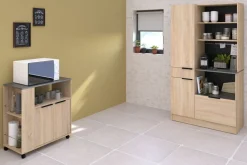 Buffet de cuisine avec desserte à roulettes PORTLAND 1-Parisot Outlet