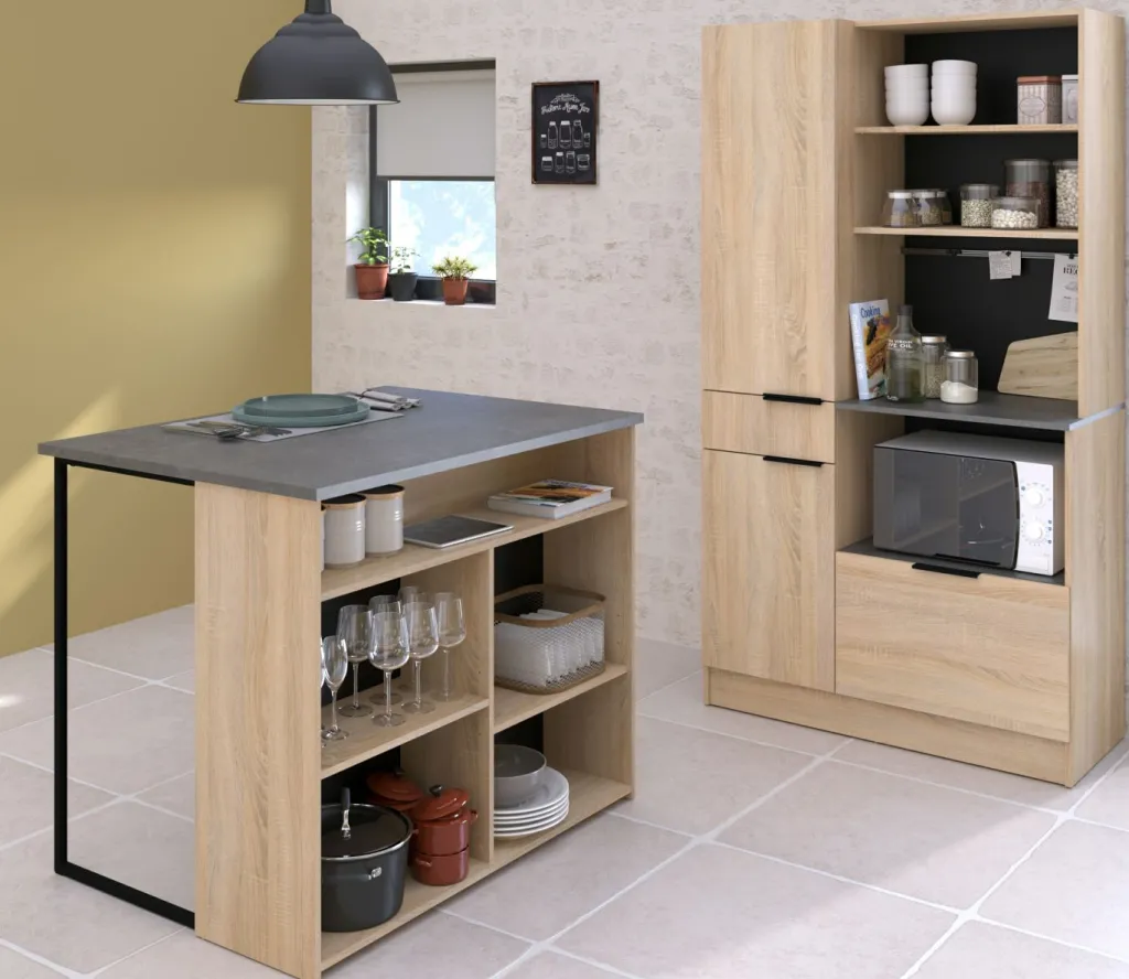 Buffet de cuisine avec table bar PORTLAND 2-Parisot Online