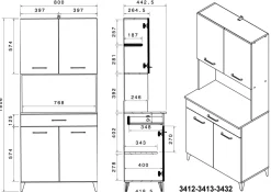 Ensemble avec buffet de cuisine MEMPHIS 1-Parisot Online