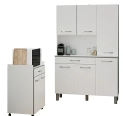 Ensemble buffet de cuisine et desserte à roulettes SEATTLE 1