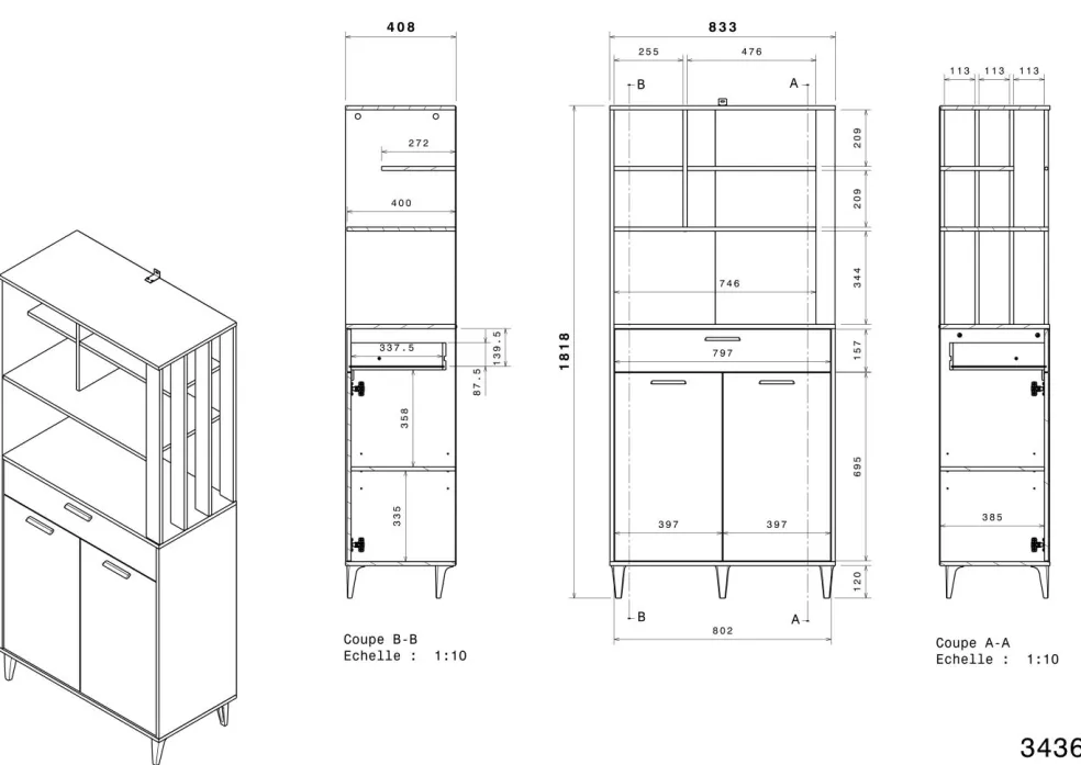 Ensemble buffet de cuisine et meuble de rangement ATLANTA 1