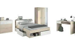 Lit 160 cm avec rangement, armoire, bureau et commode MOST 76-Parisot Sale