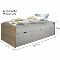 Lit gigogne avec rangement 90 x 200 cm NESSI-Pol-Power Outlet