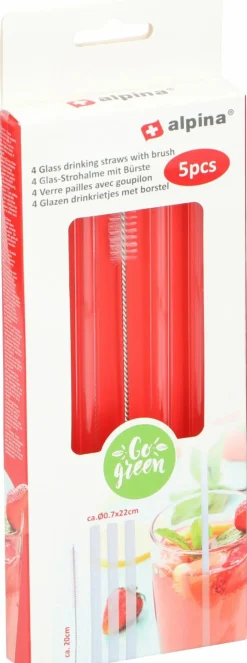 Lot de 5 pailles en verre ALPINA