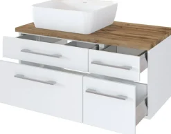 Meuble sous vasque 90 avec vasque à poser à gauche DAVOS