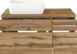 Meuble sous vasque 90 avec vasque à poser à gauche DAVOS