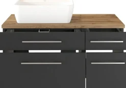 Meuble sous vasque 90 avec vasque à poser à gauche DAVOS