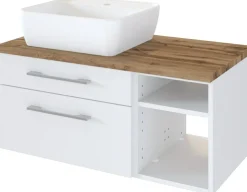 Meuble sous vasque 90 avec vasque à poser à gauche DAVOS