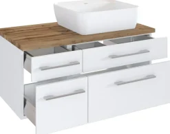Meuble sous vasque 90 avec vasque à poser à droite DAVOS