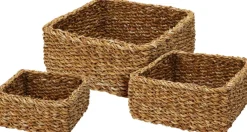 Panier carré de taille moyenne en jonc de mer EH-Koopman Online