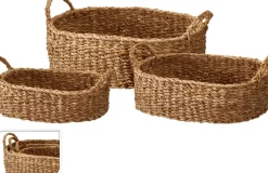 Panier ovale de taille moyenne en jonc de mer EH